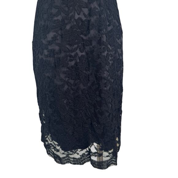 Y2K Calvin Klein Lace Overlay Slip Dress Set – Size 6 Little Black Party Dress - Picture 10 of 16